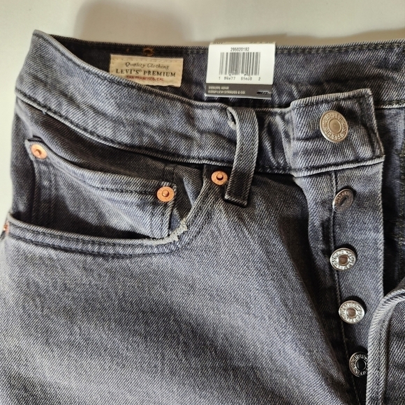 Levis Wmns Premium Black 501S Button Fly High Rise Skinny Jeans-Size 32x30 (NWT) - Picture 10 of 11